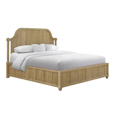 King Size Bed With Cashew Tone, Made Of High - Quality Veneers, Arched Headboard Subtle Molding, Tan Color, Solid Wood And , 88.57 In Depth, 83 Width, 60 Height, 212 Lbs Panel Finished Elegant