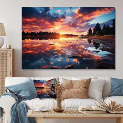 «Horizon Sunset by the Lake I», art mural sur toile