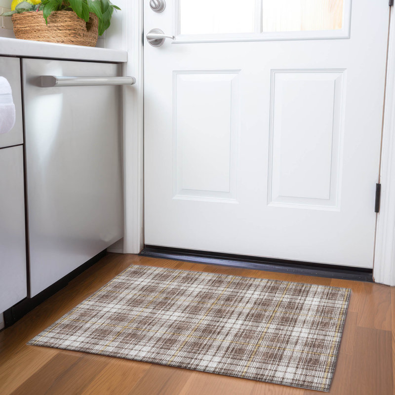 Premium Machine Washable Natoma AMF993 Plaid Rug, Rectangle 1 pi 8 po x 2 pi 6 po