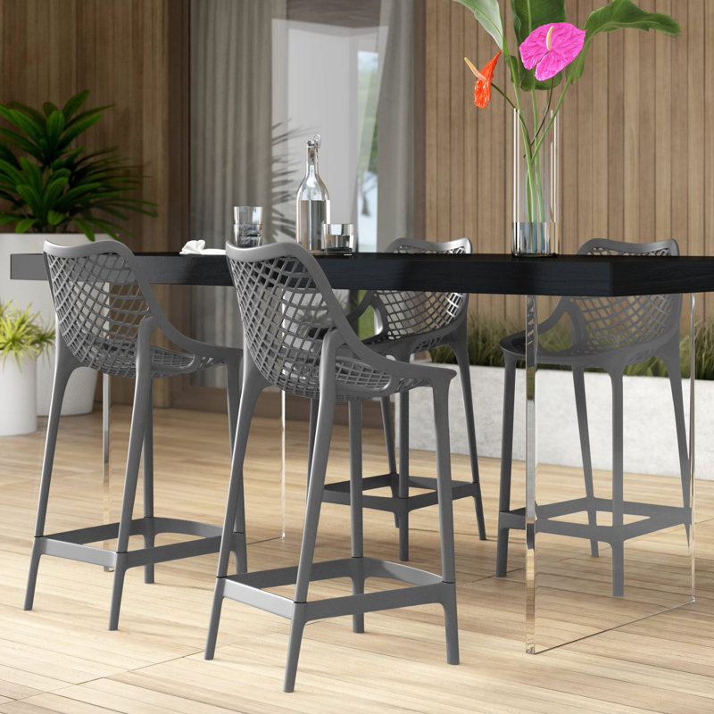 Tabouret de bar pour le patio Farrah, Gris foncé, 25.6"