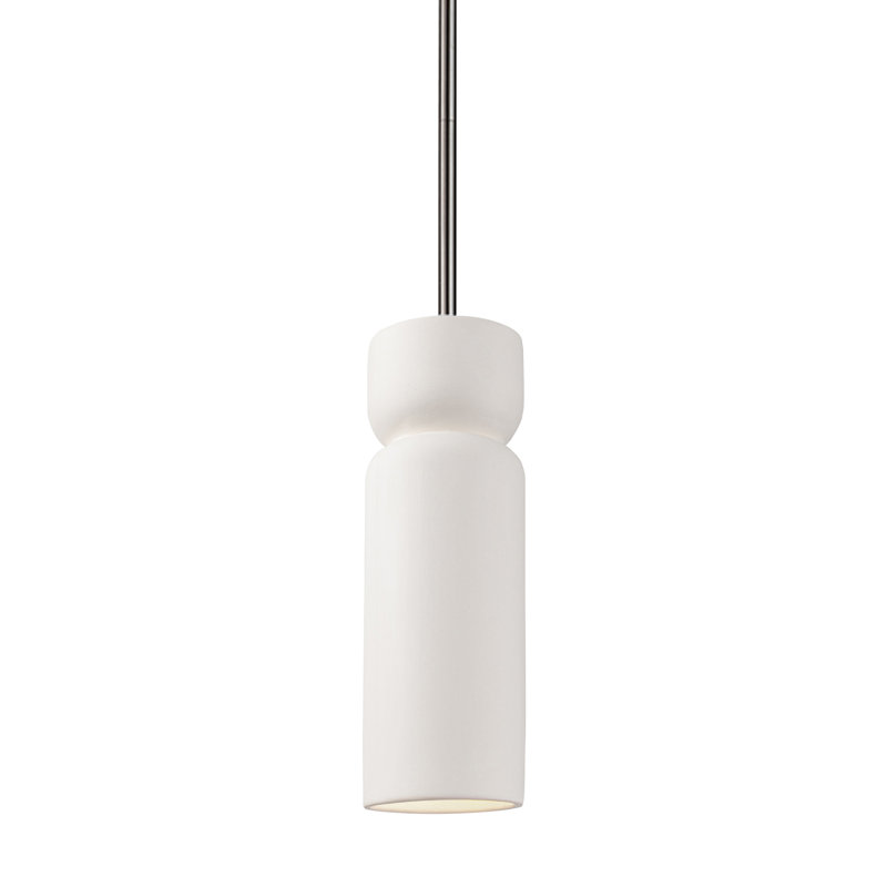 Luminaire suspendu cylindrique à 1 lumière DEL Goufes, Noir mat, Étain, vert