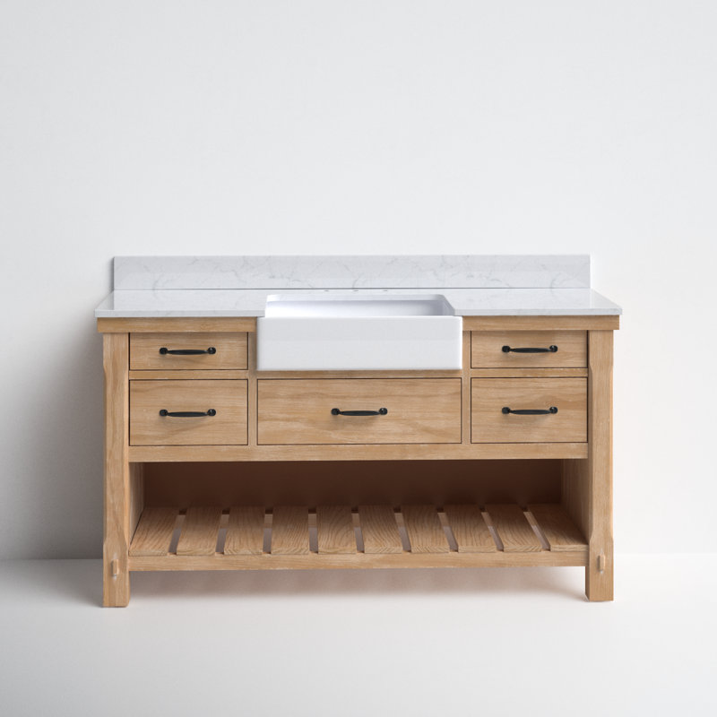 Ensemble de meuble-lavabo simple 60 po Villareal, Pin délavé