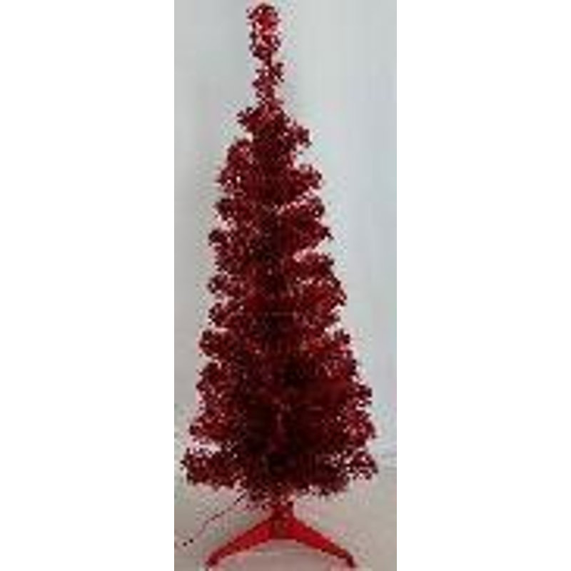 Arbre de Noël artificiel pré-éclairé pré-éclairé - rouge, 6', Non pré-éclairé