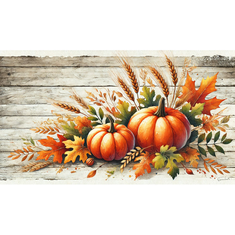 Rustic Fall Harvest Pumpkin Canvas, 12" H x 16" W x 1" D