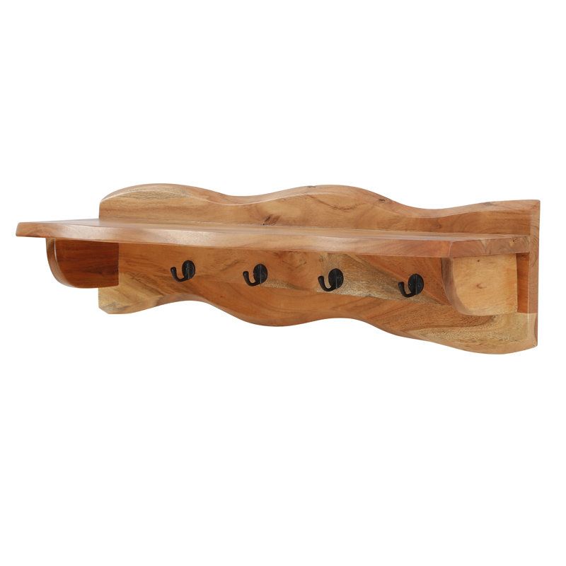 Solid Wood Wall Wall Mounted Coat Rack, 23cm H x 91cm W x 20cm D