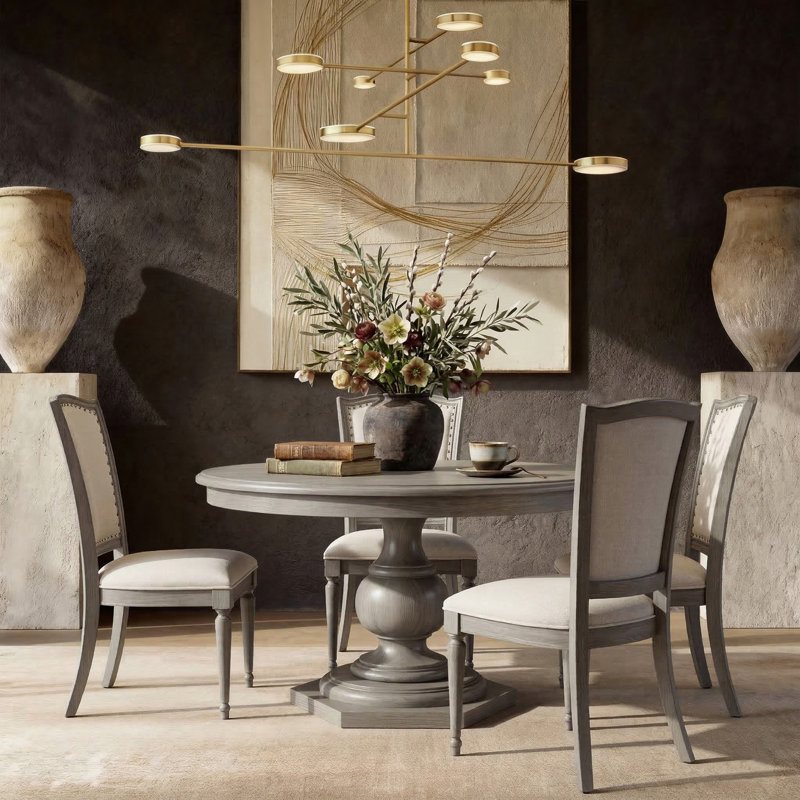 One Allium Way® 5 - Piece Pedestal Dining Se, Gray