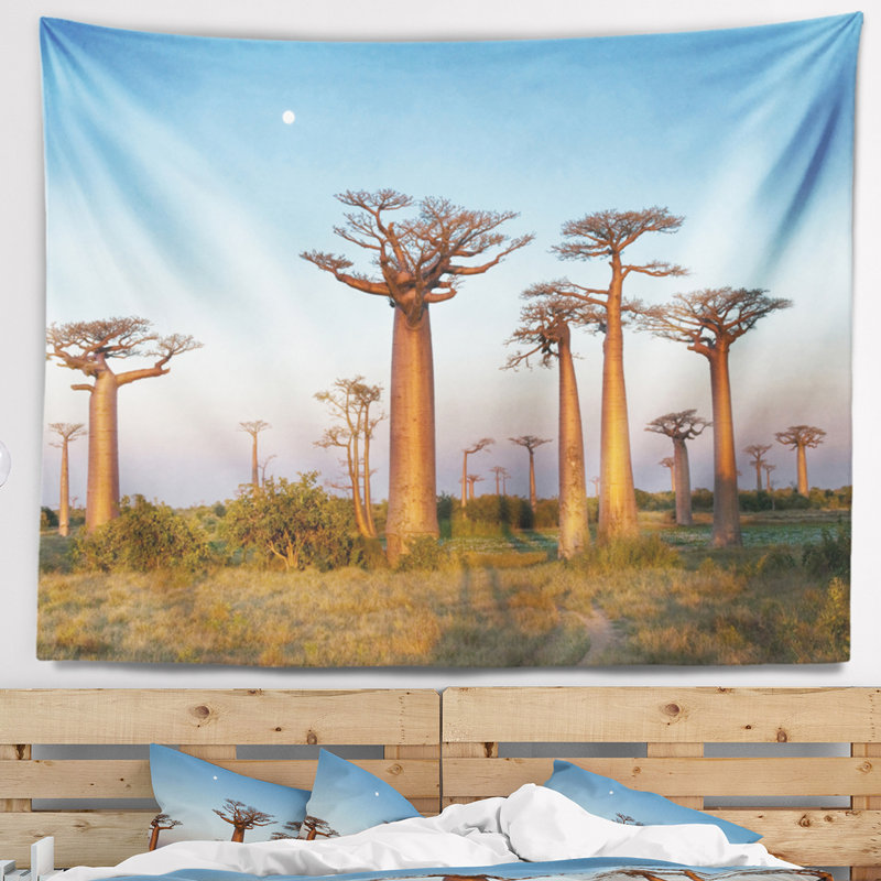 Tapisserie sky landscape of baobabs under the clamation, H 50 po x l 60 po