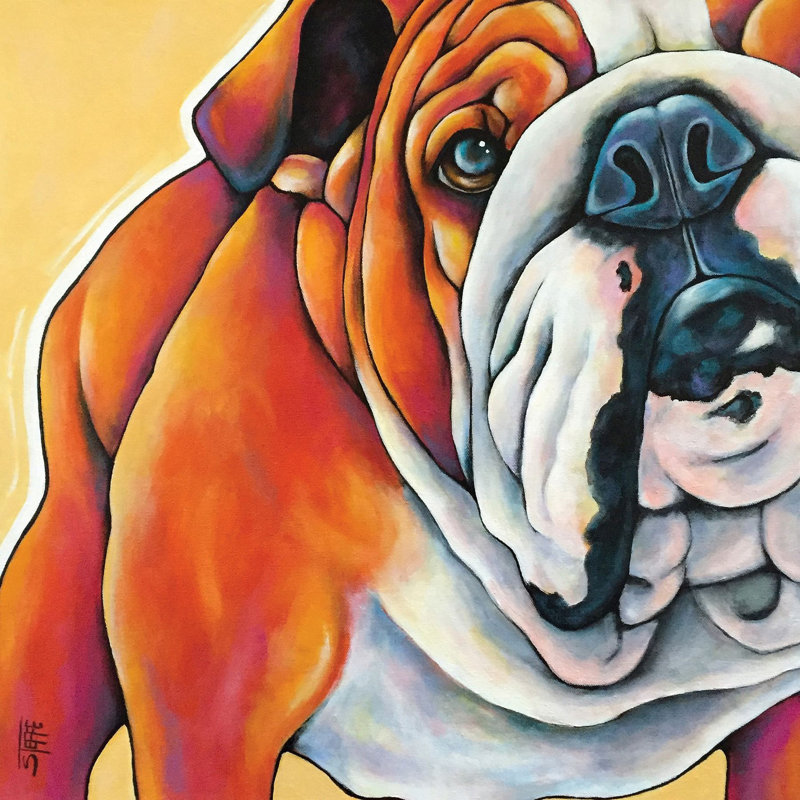 « english bouledogue », reproduction d’art sur toile tendue, 40 po x 40 po