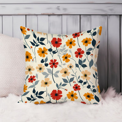 Botanical Red Flower Pattern II Plants & Flowers Cottage & Cottagecore