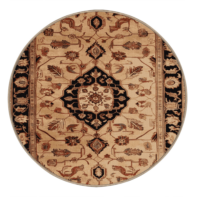 Tapis brun lavable à la machine, Rond 4 pi