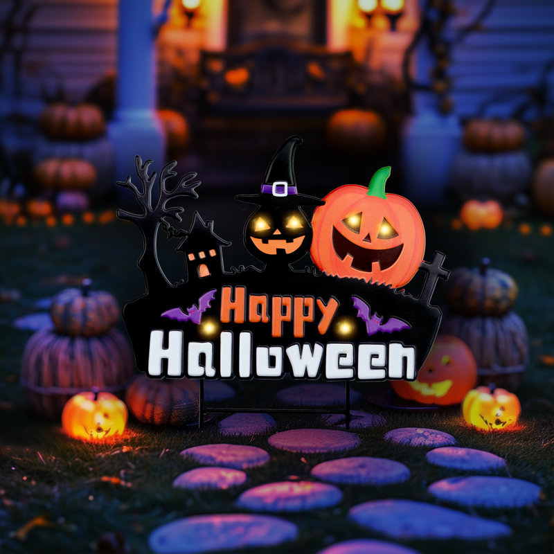 Décoration d'Halloween citrouille lanterne d'Halloween avec lumières DEL, H 16,33 po x l 15,75 po x P 0,25 po