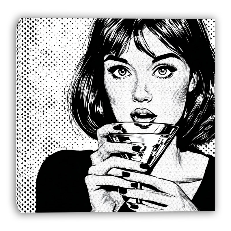 «Midnight Sip», art mural sur toile tendue, H 12 po x l 12 po x P 1 po