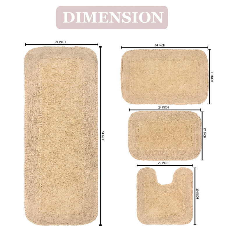 Tapis pour salle de bain 100% coton avec envers en latex Radiant Collection, Lin