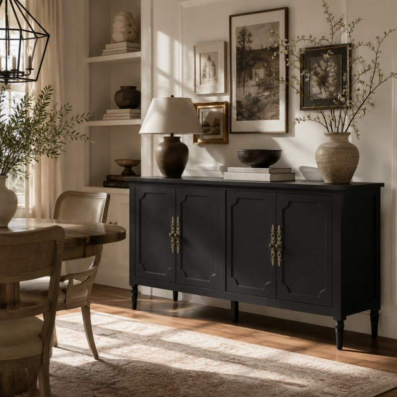 Buffet 58,9 "avec tablettes réglables, Noir