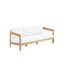 Ensemble d'extérieur 5 pièces en bois et tissu Pablo avec canapé, 2 chaises, table basse et table de bout, naturel / blanc