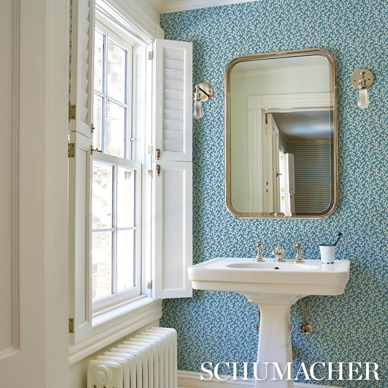 Schumacher X Veere Grenney Folly Wallpaper, Marine