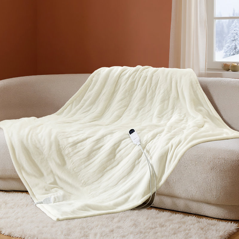 Couverture chauffante pour l'hiver, couverture électrique en flanelle douce avec 4 réglages de temps, 6 réglages de chauffage