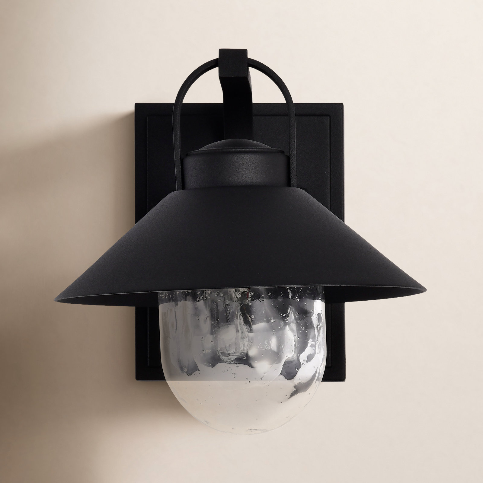 Andren Outdoor Wall Lantern, Black, 8.13'' H x 8'' W x 9'' D, Black