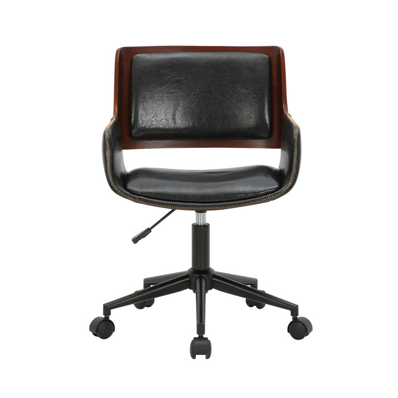 Wallach Faux Leather Mid-Century Office Chair, Black