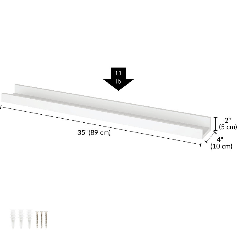 Contempo Picture Ledge Wall Shelf, White