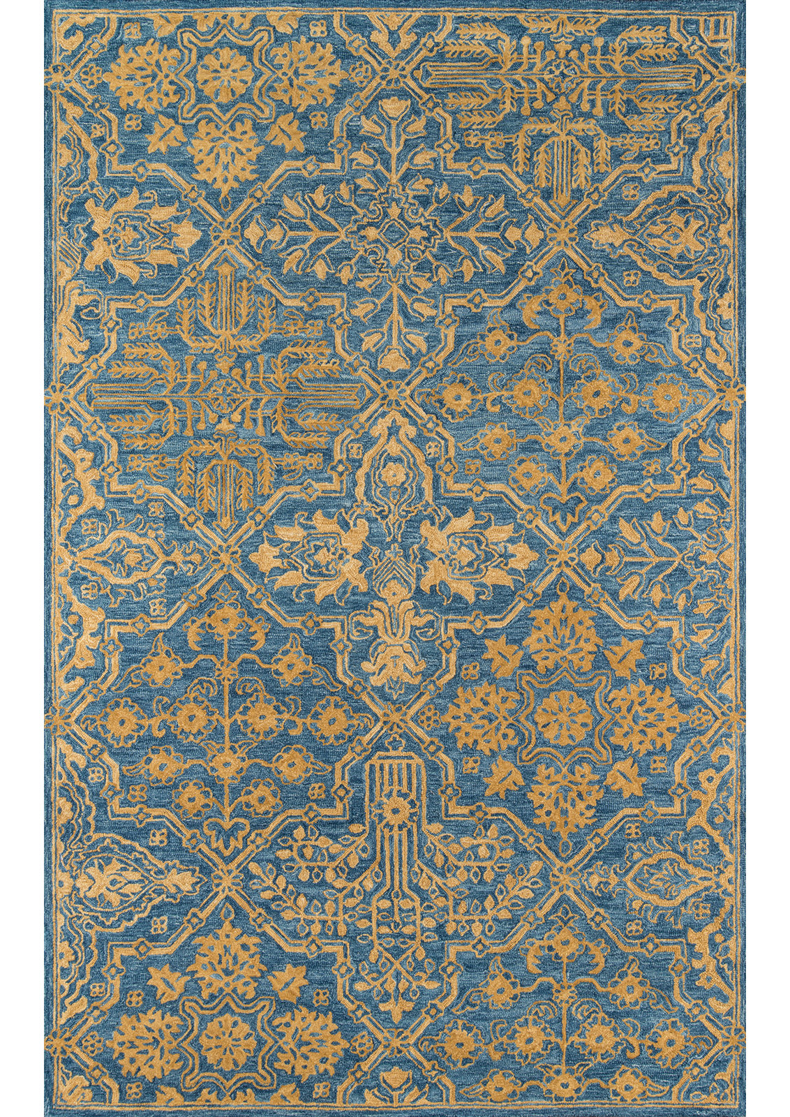Cece Blue Orange Hand-Tufted Wool Oriental Rug, Rectangle 2' x 3'