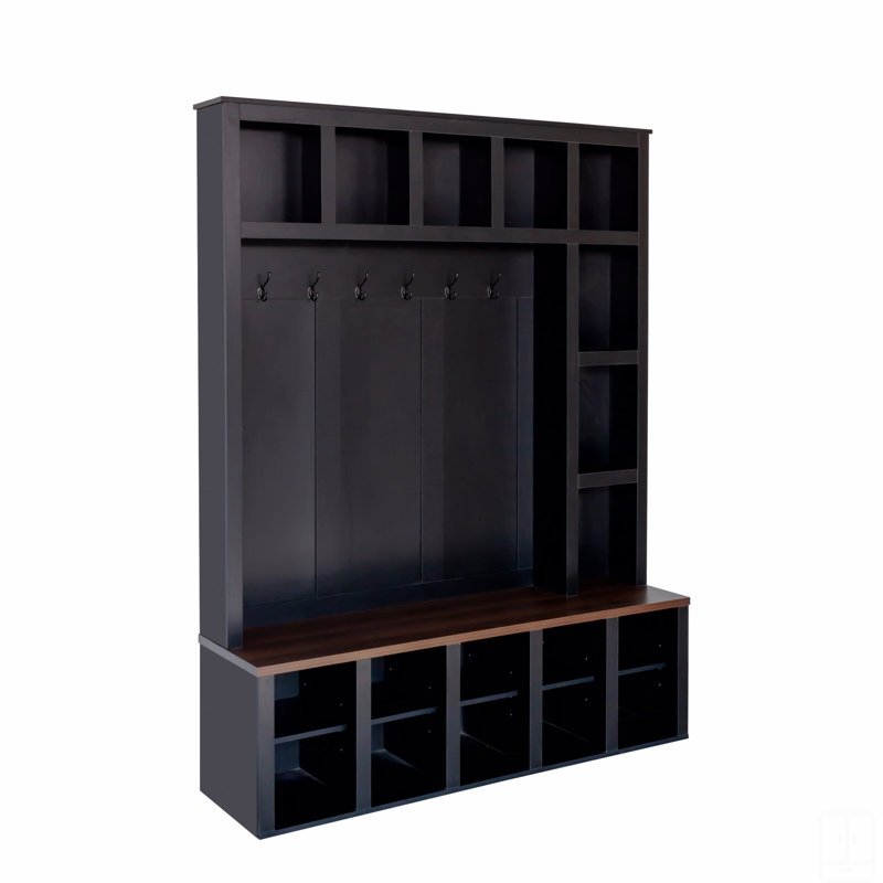 Arbre d'entrée avec plusieurs cubes et banc, Noir