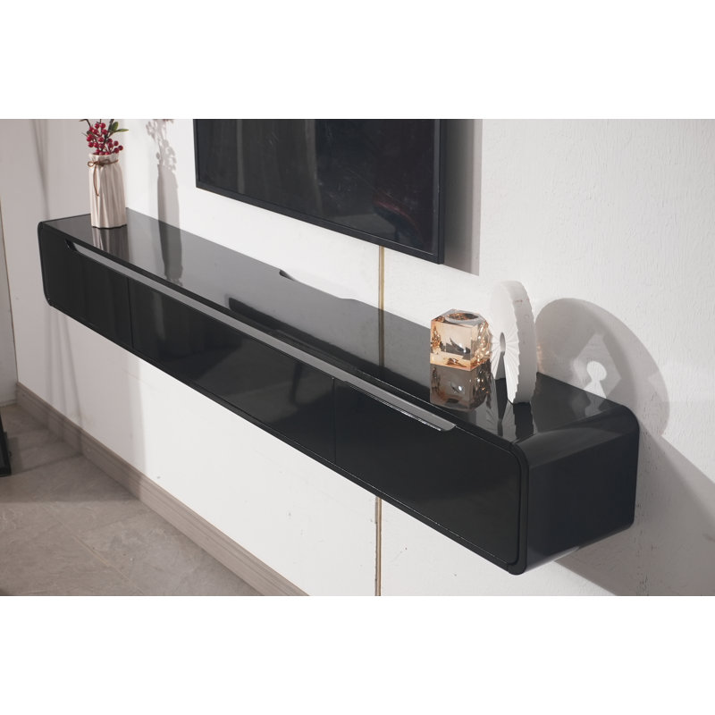 47-inch High Gloss Floating Tv Stand, Wall-mounted Entertainment Center With 3 Doors, 8.8"H x 47"L x 9.4"W