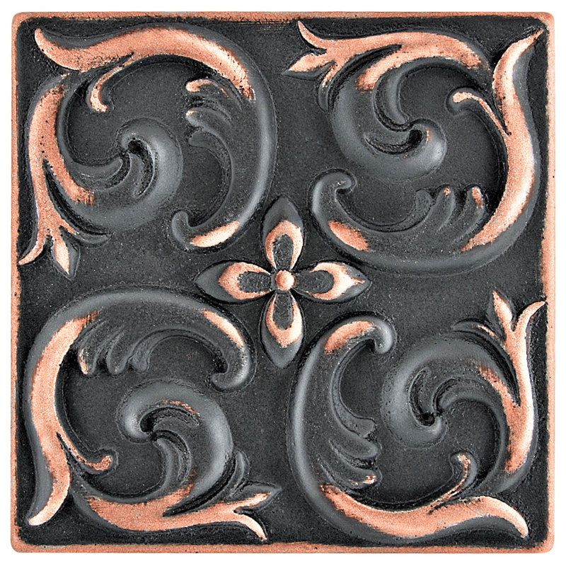 2'' x 2'' Hand Painted Resin Decorative Accent Tile, Oil Rubbed Bronze