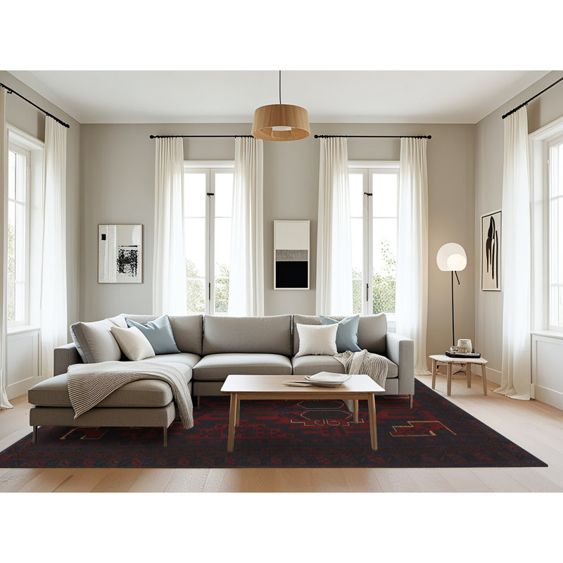 Tapis sud-ouest Mehroon / noir / crème, Rectangle 8 pi x 12 pi