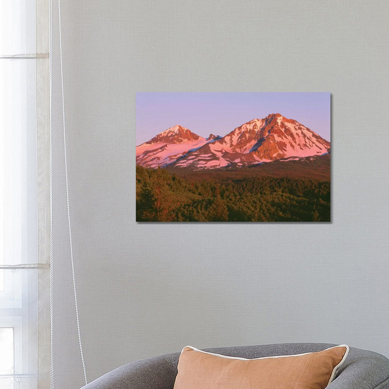 Or, Deschutes Nf. Sunrise Reddens Middle Sister and North Sister in the Three Sisters Wilderness. 1 Piece Wrapped Canvas Wall Art
