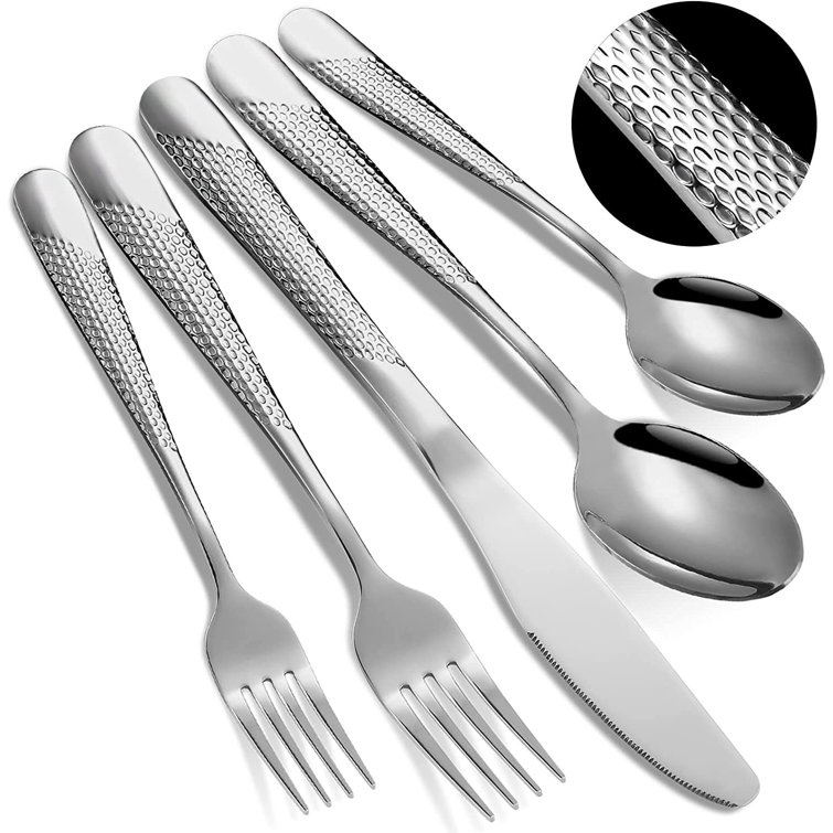 Orren Ellis Matte Black Silverware Set , 40-Piece Stainless Steel Flatware  Cutlery Set Service For 8, Satin Finish Kitchen Utensil Set, Dishwasher  Safe