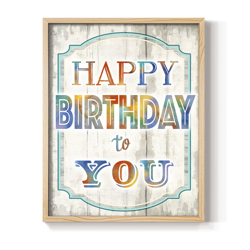 «Happy Birthday to You», reproduction encadrée - bois massif