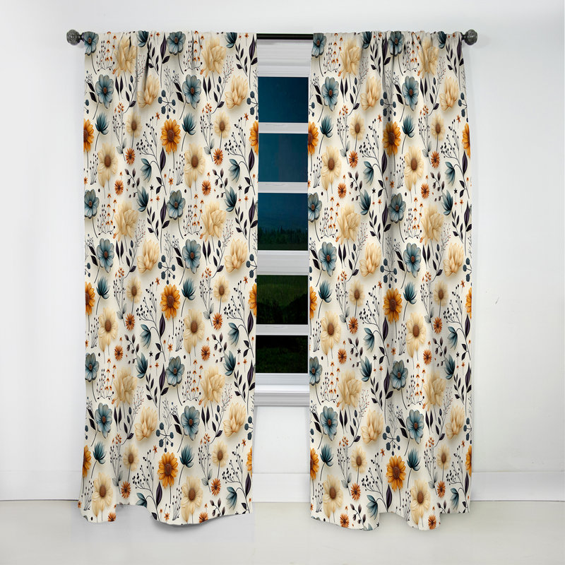 Motif boho Botanical Nomad - rideau abstrait boho - rideau occultant abstrait - 1 panneau, L 52 po x L 63 po