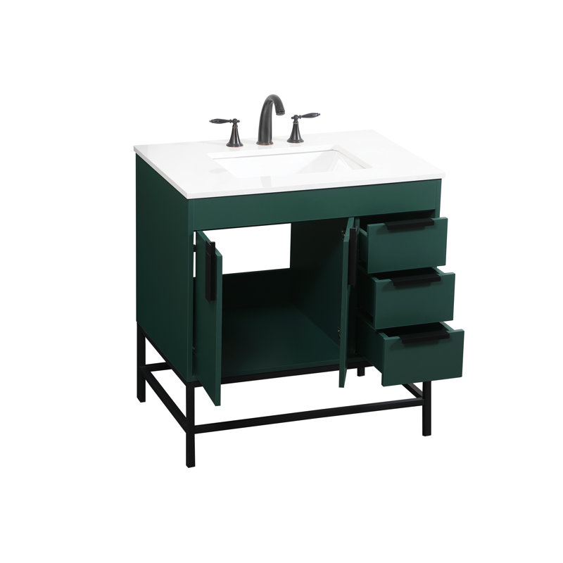 Ensemble de meuble-lavabo simple 32 po Eugene, Vert