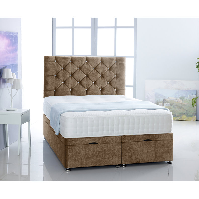 Ted Upholstered Ottoman Storage Bed, Super King (6'), Beige