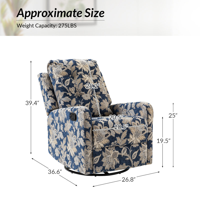 Fauteuil inclinable manuel berçant Salome, Mélange de polyester bleu marine