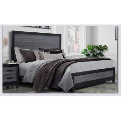 Soluto Grey And Black Bed Lvl, Mdf (Engineered Wood) And Solid Wood Box Spring Required