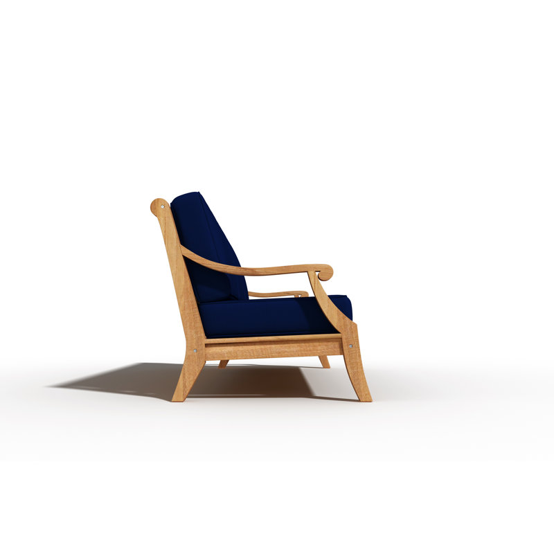 Adrien 4-Piece Teak Outdoor Patio Set with Navy Cushions