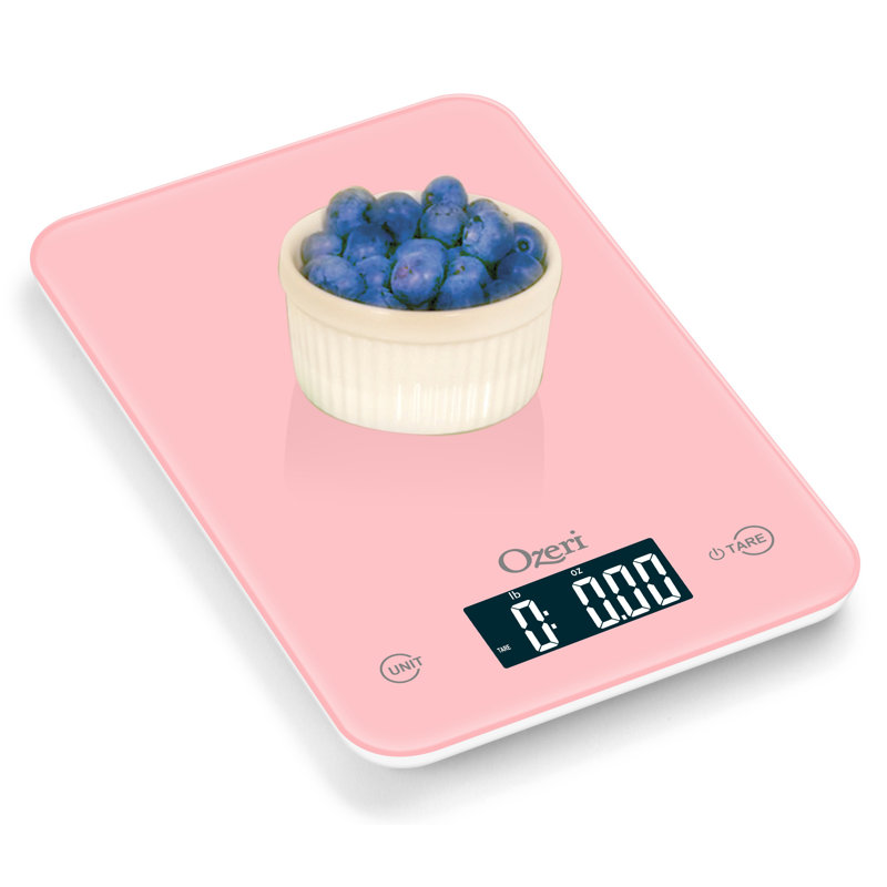 Ozeri Touch Professional Digital Kitchen Scale (12 lbs Edition) in Tempered Glass, Crystal Rose