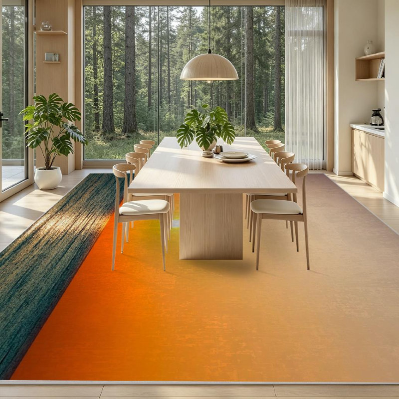 Magnifique tapis d'intérieur lavable transparent Sun Ocean, Rectangle 79 po x 118 po