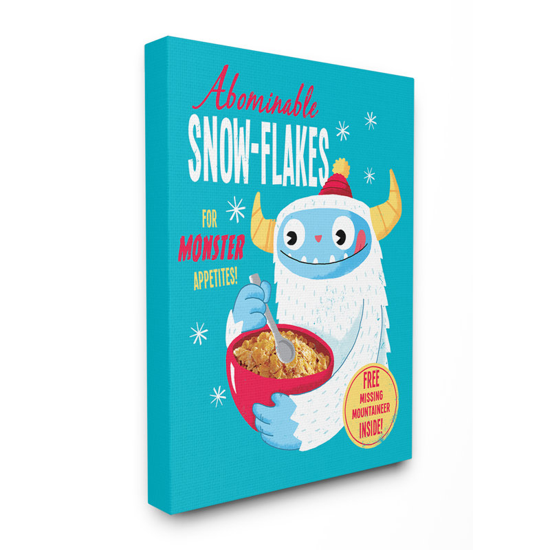 « abominable snow-flocons monster affiche style céréale », impression, Toile tendue, H 20 po x l 16 po x P 1,5 po