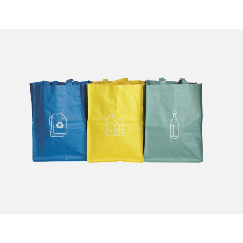 Miludia 3Pcs Colour Recycle Bags Recycling Bin Bags Heavy Duty Reusable Pack With Strong Handles