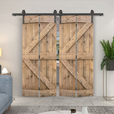 84'' Solid Wood Barn Doors Painted without Installation Hardware Kit Barn Door