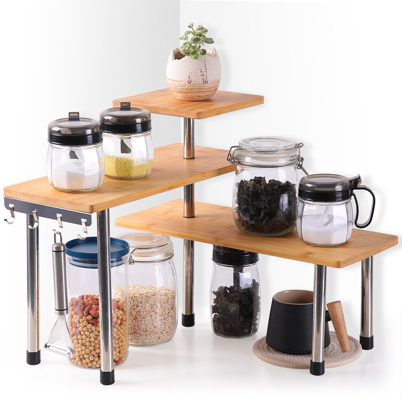 Cabinet Shelving Rack, Natural/Silver