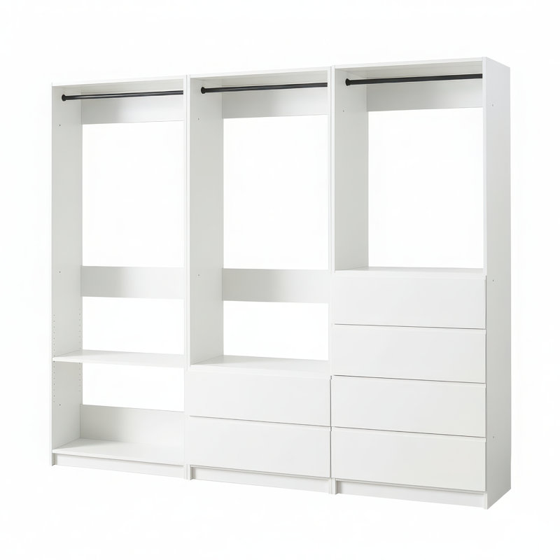 Prosper Gray Freestanding Walk In Wood Closet System, White
