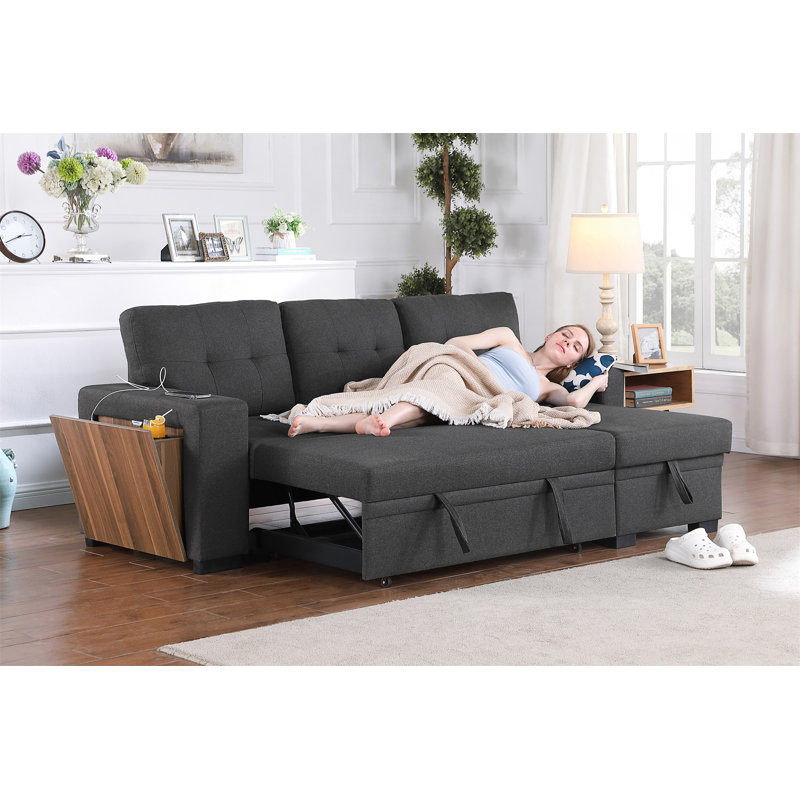 Canapé modulaire 3 pièces avec lit escamotable et rangement pour chaise longue, parfait pour le confort et le style modernes