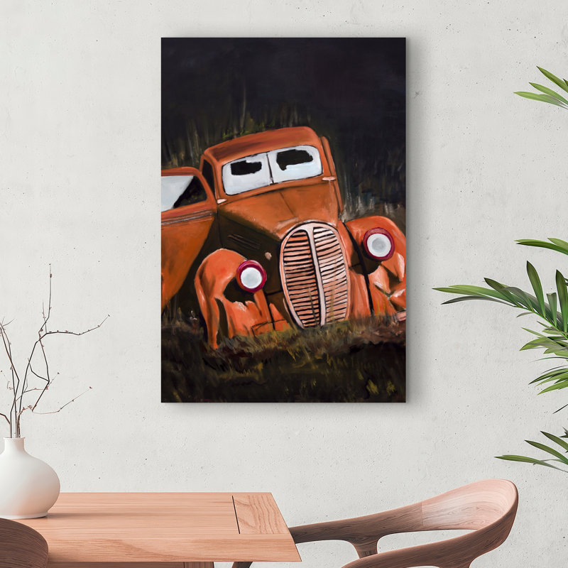 Humpy Old Car by Night - Toile noire américaine Home Decor
