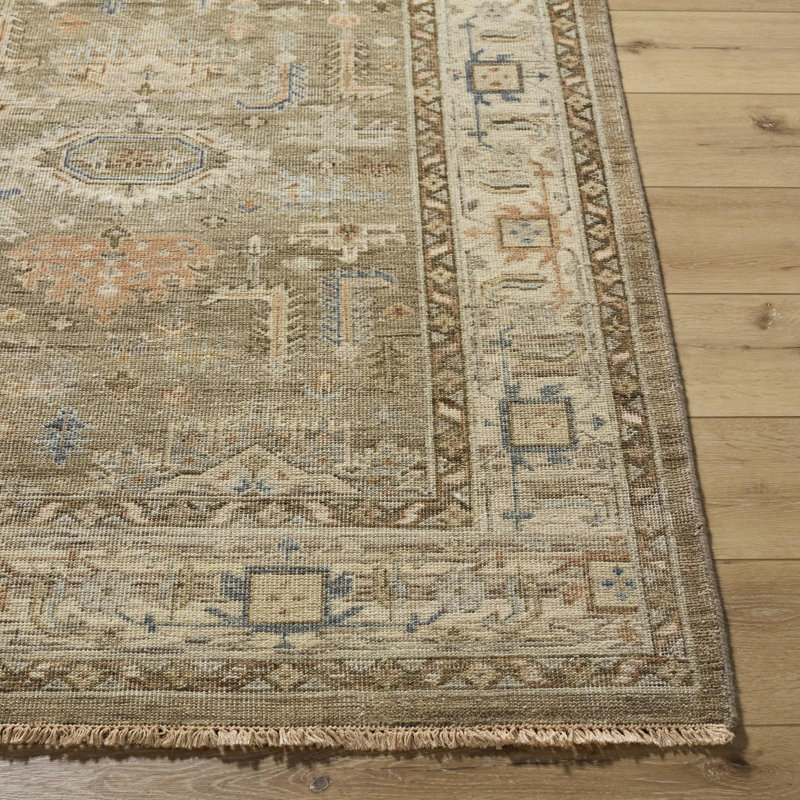 Bijar Hand Knotted Wool Vintage Look Area Rug in Brown, Rectangle 12' x 15'