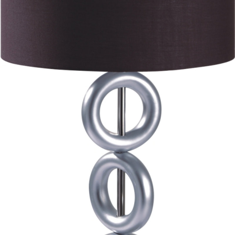 UNE PAIRE DE 3 ANNEAUX ARGENTÉS DE 29 po AVEC LAMPE DE TABLE DE SORTIE (2PC / CTN), conception moderne avec 3 anneaux chromés, lampe de table