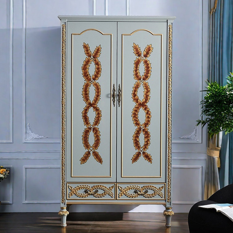 Armoire 2 portes avec tringle et deux tiroirs